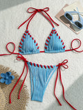 2025 Halter Wrinkled Weaved Bikini Women Swimwear Female Swimsuit Two Pieces Bikini Set Brazilian Bathing Suit Swim Beach Wear