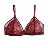 Sexy Red Lingerie for Women - MOYISU Spring Triangle Cup Bra Set, Thin Tight-Fit Bralette with French Lace (CA Sizing 4 Colors)