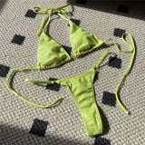 Halter Glitter Sparkling High Leg Cut Bikini Women Swimwear Female Swimsuit Two-pieces Bikini Set Bather Bathing Suit Swim V5102