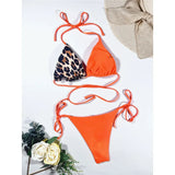 Halter Splicing Leopard Bikinis 2026 Satin Bikini Female Swimsuit Women Swimwear Two-pieces Bikini Set Micro Bathing Suit Swim