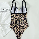 Leopard Underwired Bra Cup Women Swimwear One Piece Swimsuit Female High Cut Monokini Bather Push Up Bathing Suit Swim Bodysuit