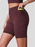 Naked High Waisted Yoga Shorts Women Quick Drying Side Pocket Cycling Pants Outdoor Abdominal and Hip Lifting Sports Shorts