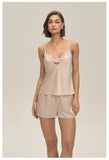 Summer home suspender shorts set casual and comfortable home wear lace women's pajamas