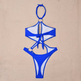 Sexy Cross Ring Halter Bandage Hollow Swimsuit One Piece Bikinis 2024 Women Thong Swimsuit Female Bathing Suit Swimwear Biquini