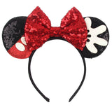 2025 New Style Mickey Minnie Ear Headband Sequin Bows Girl Adult Kids Halloween Party Cosplay Hair Accessories Princess Hairband