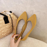 2025 Women Pointed Toe Flats Breathable Fabric Spring Summer Flat Shoes Soft Sole Slip-on Girls Daily Walking Driving Loafers