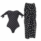 Women's Polka-Dot One Piece Swimsuit with Skirt 2025 Sexy Monkini Trendy Swimwear for Summer Beach Lovers Bathing Suit