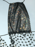 Sexy Women Rhinestone Halter Tops Tie-up Bling Body Chain Bra Going Out Lingerie Camisoles for Party Clubwear