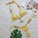 2 Colors Sexy Bikini Women Luxury Crystal Diamond Shining Fabric Swimwear Swimsuit Bikinis Set Bathing Suit Beach Bikini Female