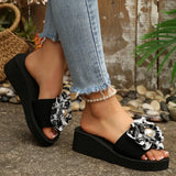 Fashion Leopard Print Wedges Sandals Women Lightweight Thick Sole Beach Slippers Woman Plus Size 42 Non Slip Summer Sandles