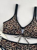 2026 Leopard Bikinis High Waist Swimsuit Women Tie Front Strappy Swimwear Female Beachwear Bathers Bathing Swimming Swim Suit