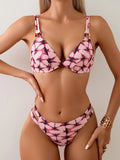 2026 Push Up Strappy Bikini Two Piece Swimsuit Women Printed Swimwear Female Bathers Bathing Swimming Swim Suit Beachwear