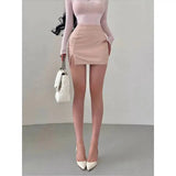 Mature Pure Desire Sexy High Waist Hip Slit Anti-Exposure Bodycon PU Leather Mini Skirt Fashion Sexy Women Mini Skirts 99JO