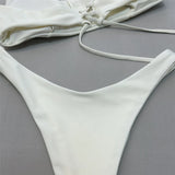 Brown Bandeau Micro Bikini Set Back String Lace-up Sexy Swimsuit Solid Swimwears Woman 2026 High Cut Bathing Suit Bikinis Femmes