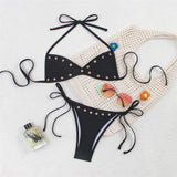 New Sexy Halter Bikini Women Swimwear Female Swimsuit Two-pieces Bikini set High Cut Leg Strappy Bather Bathing Suit Swim V7950