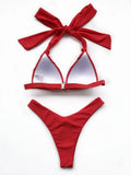 Sexy Halter Push Up Bra Cup Bikini 2025 Women Swimsuit Female Swimwear Two Pieces Bikini set Brazilian Bathing Suit Swim Beach