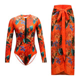 2026 Swimwear Women Long Sleeved Sun Protection One Piece Swimsuit Female's Sports Bathers Swimming Bodysuit Beach With Cover Up