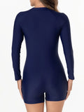 2026 Zipper Slim Swimsuit Women Long Sleeves One Piece Swimwear Female Bather Bathing Swimming Swim Surf Suit Beachwear