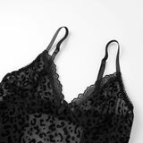 Women's Sheer Lingerie Set Romantic Leopard Print Sleeveless Deep V Neck Babydoll Nightdress with G-String 2 Pcs Set