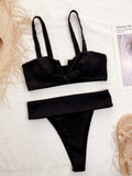 2026 Sexy Bikini Women V-neck Bowknot High Waist Black Swimwear Swimsuit Bikinis Set Bathing Suit Bikini Female Push Up Biquinis