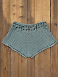Women´s Beach Shorts Knit Crochet Cutout Bathing Suit Bottoms Drawstring Beach Board Shorts Summer Hot Shorts Streetwear