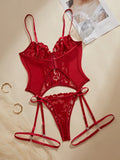 3PC Set Women's Lingerie with Garter Belt Floral Lace Sexy Bra And Panties Push up Triangle Pants Sleepwear Fun Intimate Wear