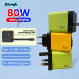 Elough 80W USB Type C Charger with Retractable Cable PD Fast Charging For iPhone 16 Laptop Macbook Phone cargador carga rápida