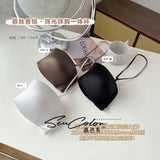 Sexy Japanese Satin Halter Bra Strapless Seamless Two-Way Wear Adjustable Comfort Back Fit Wirefree Lingerie Set S-XL MOYISU Bra