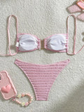 2026 Wrinkled U Ring Bandeau Bikini Women Swimwear Female Swimsuit Two-pieces Bikini Set Bather Pool Bathing Suit Swim Beachwear