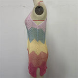 2025 New Colorful Hollow Out Crochet Knitted Tunic Beach Cover Up Cover-ups Beach Dress Beach Wear Beachwear Female Women K6522