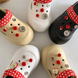 Women Fashion Clogs Indoor Street Slippers Cute DIY Apple Summer Autumn Platform Shoes Soft EVA Female Daily Walking Sandals