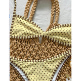S - XL Polka Dot Bikini Female Swimsuit Women Swimwear Two-Pieces Bikini Set Padded High Leg Cut Bather Bathing Suit Swim V8181