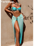 S - XL 3PCS With Skirt Underwired Bikini Women Swimwear Female Swimsuit Three-pieces Bikini set Bather Bathing Suit Swim V7704
