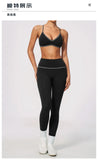 New Yoga Suit Women Color Blocked V-neck I Shape Sports Bra Fitness Clothes Summer Tight Running High Waist Leggings Tracksuit