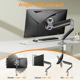 Adjustable Single Monitor Mount, Tilt Rotation Swivel Gas Monitor Arm, with Clamp & Grommet Base,Fits 13 to 32" Computer Monitor