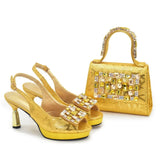 Doershow African fashion Italian Shoes And Bag Sets For Evening Party With Stones PEACH Italian Handbags Match Bags!  HQ1-1