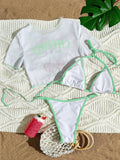 3 Pieces Brazilian Thong Bikinis 2026 Women Trikini Swimwear Female Halter Triangle Swimsuit & Tops Bathing Swimming Swim Suit