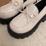 2025 Bowknot Decor Platform Loafers Women Fashion High Heel Jk Pu Leather Shoes Woman Korean Slip On Thick Sole Shoes Female