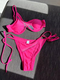 One Shoulder Mesh Bikinis Underwired V-Bar Bikini Women Swimwear Female Swimsuit Two-pieces Bikini Set Push Up Bathing Suit Swim