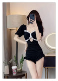 Hot Selling Swimsuit Women's New Black One-piece Cover Belly Slimming Skirt Style Flat Corner Hot Spring Conservative Swimsuit