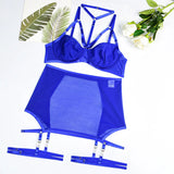 Toucheart Trendy Lingerie 4 Pieces Set Exotic Sexy Bra Eroctic Garter Underwear Set Women's Mesh See-through Luxury Underwear
