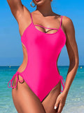 2026 Sexy Cut Out Monokini Swimsuit One Piece Solid String Swimwear Women Bathers Bathing Swimming Swim Suit Female Beach Wear