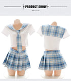 Japanese Sweet Plaid Cheerleading School Girl Cosplay Student Uniform Role Play Sexy Costume Sex Lingerie for Women