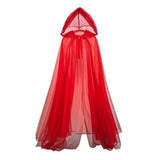 Halloween Ghost Cosplay Costume Cloak Adult Hooded Lace-up Full-Length Sheer Cape with Oversized Hood