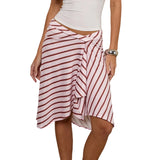 Summer Solid/Stripe/Plaid Midi Skirts for Women Casual Elegant A-Line Skirt for Beach Vacation Streetwear