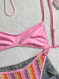Crochet Striped High Leg Cut Brazilian Bikini Female Swimsuit Women Swimwear Two-pieces Bikini Set Bather Bathing Suit Swim Lady