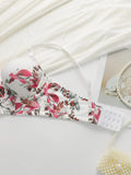 Floral Print Push Up Corset Bra For Women Sexy Longline Bustier Top Underwire Lingerie With Adjustable Straps B6060