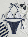 Sexy Purple Polka Dot Print Bikini Set Women Shell Pleate Push Up Bra Bandage Thong Swimsuit 2026 Summer Bathing Suit Swimwear