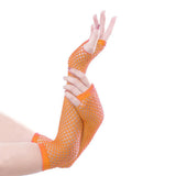 Blue Neon Fishnet Fingerless Long Gloves Arm Cuff Party Wear Fancy Dress For Women Sexy Girls Punk Gothic Dance Party Mesh Glove
