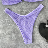 Sexy Wrinkled Bandeau Strapless Bikini Women Swimwear Female Swimsuit Two-Pieces Bikini Set Bather Bathing Suit Swim Lady V3367L